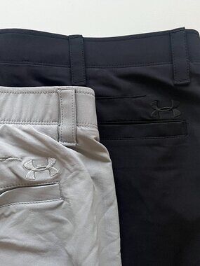 🏌️ Under Armour Lot of 2 Men's Golf Shorts Gray Black Flat Front 42 10" Inseam